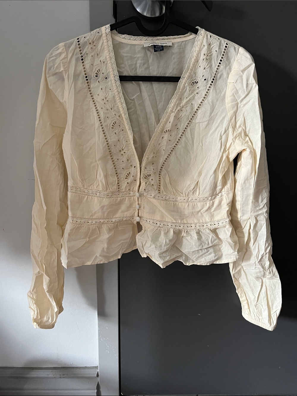 Women's White Lace-Trim Top
